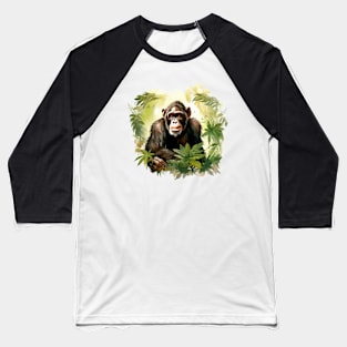 Cute Chimpanzee In Jungle Baseball T-Shirt